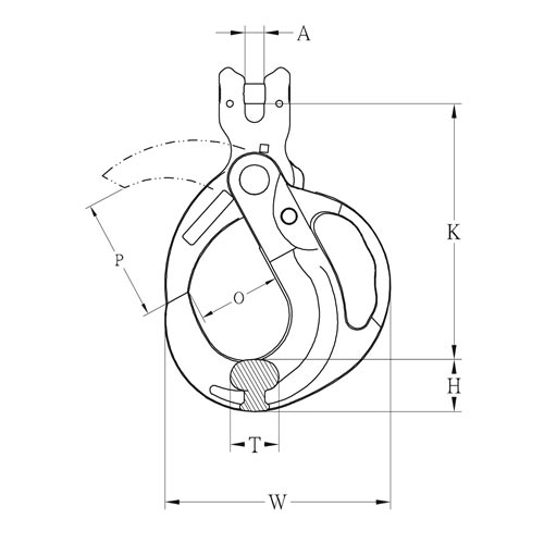 Gr10 Clevis Grip Safe Locking Hook drawing